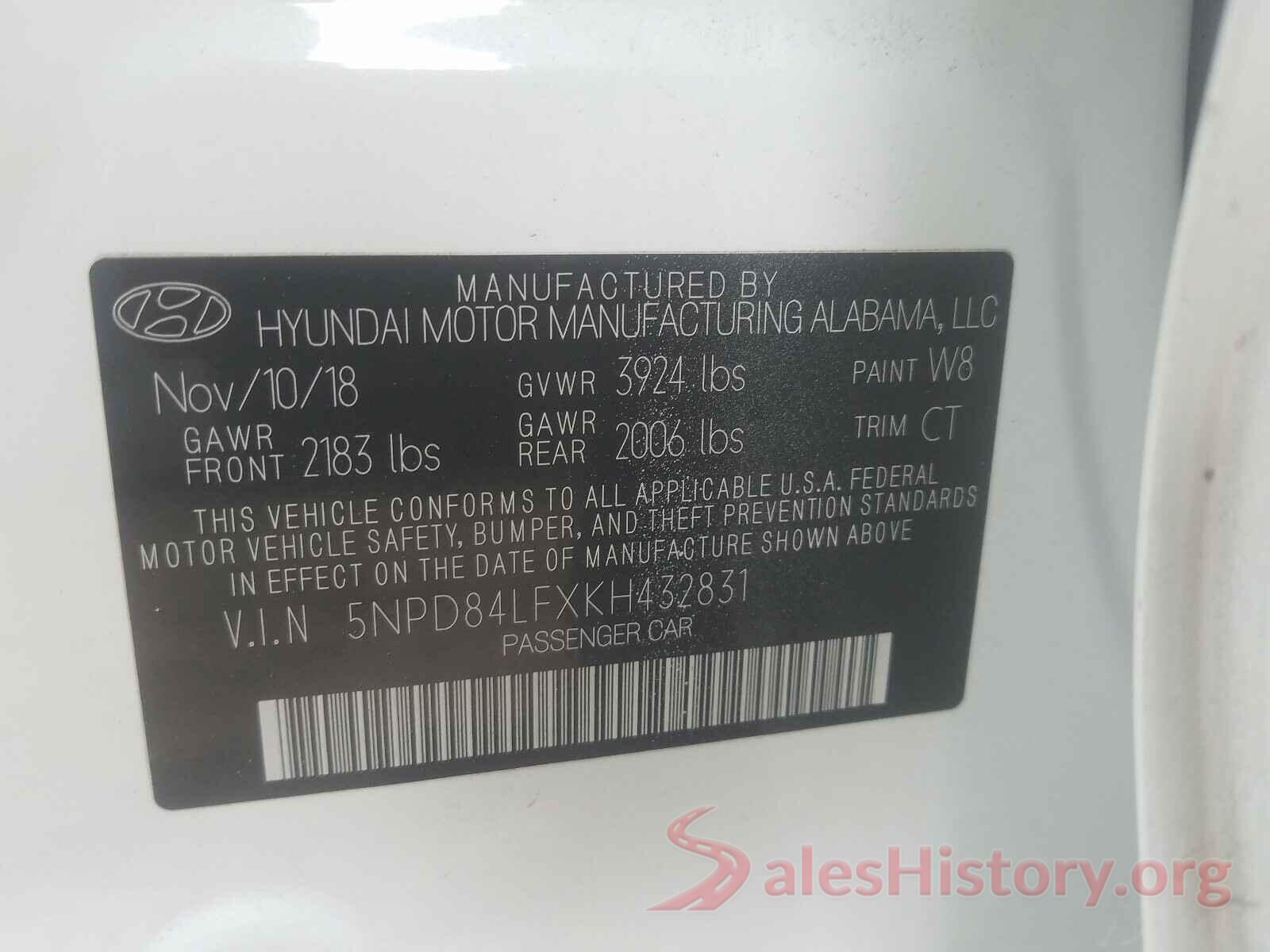 5NPD84LFXKH432831 2019 HYUNDAI ELANTRA