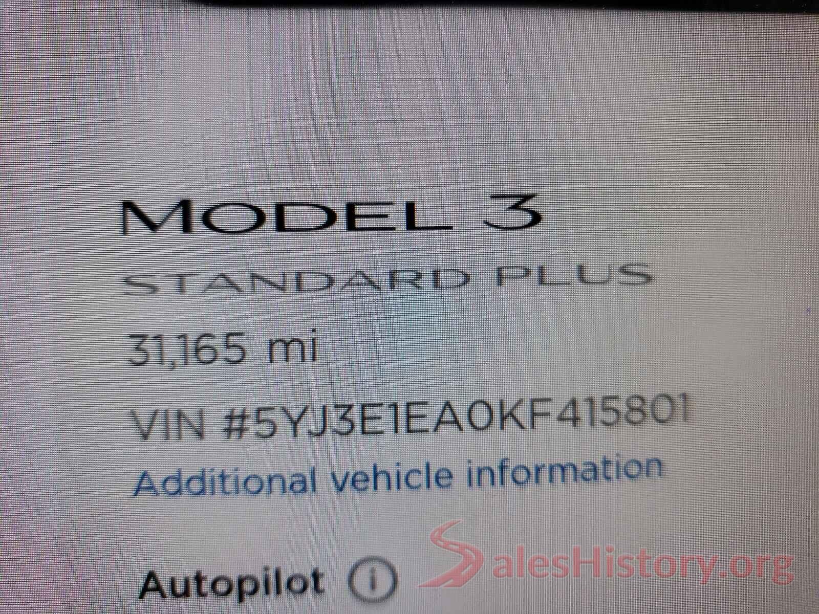 5YJ3E1EA0KF415801 2019 TESLA MODEL 3