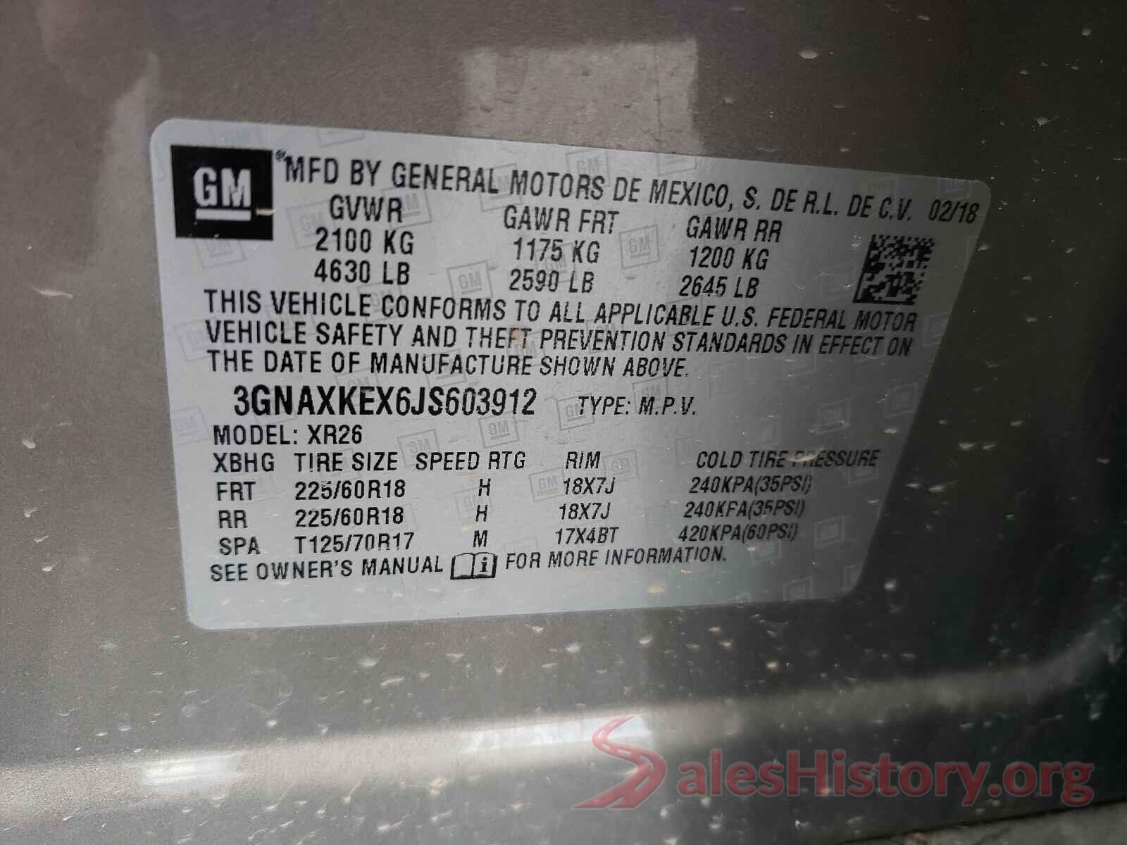 3GNAXKEX6JS603912 2018 CHEVROLET EQUINOX