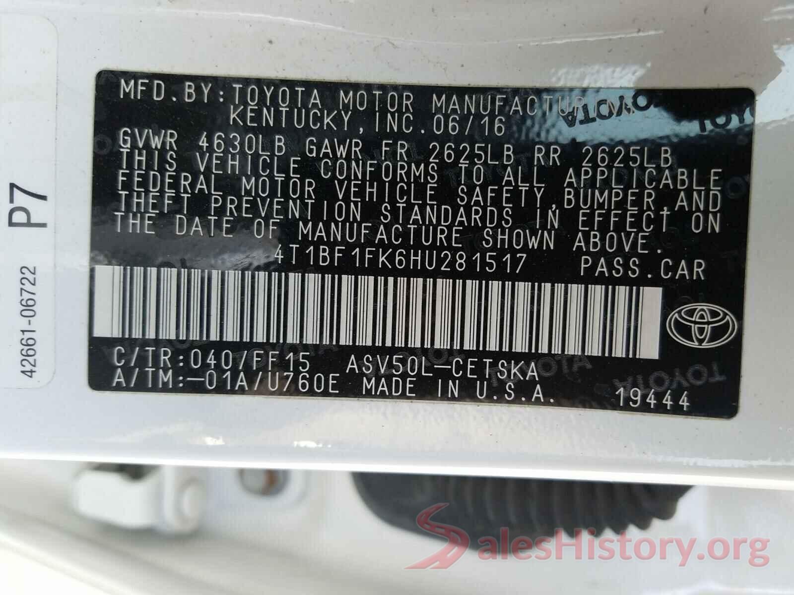 4T1BF1FK6HU281517 2017 TOYOTA CAMRY