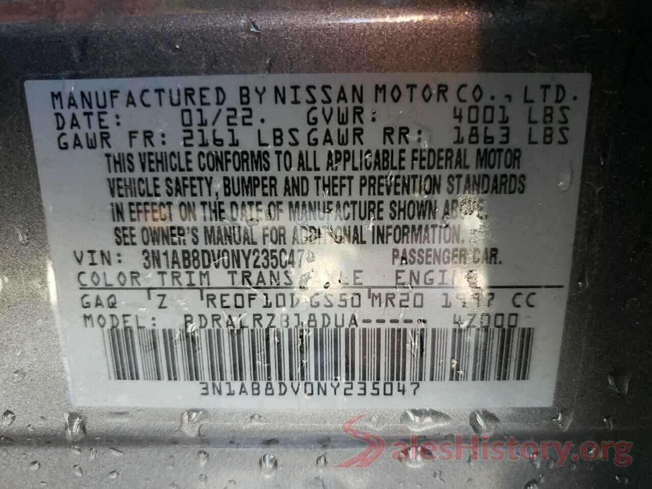 3N1AB8DV0NY235047 2022 NISSAN SENTRA