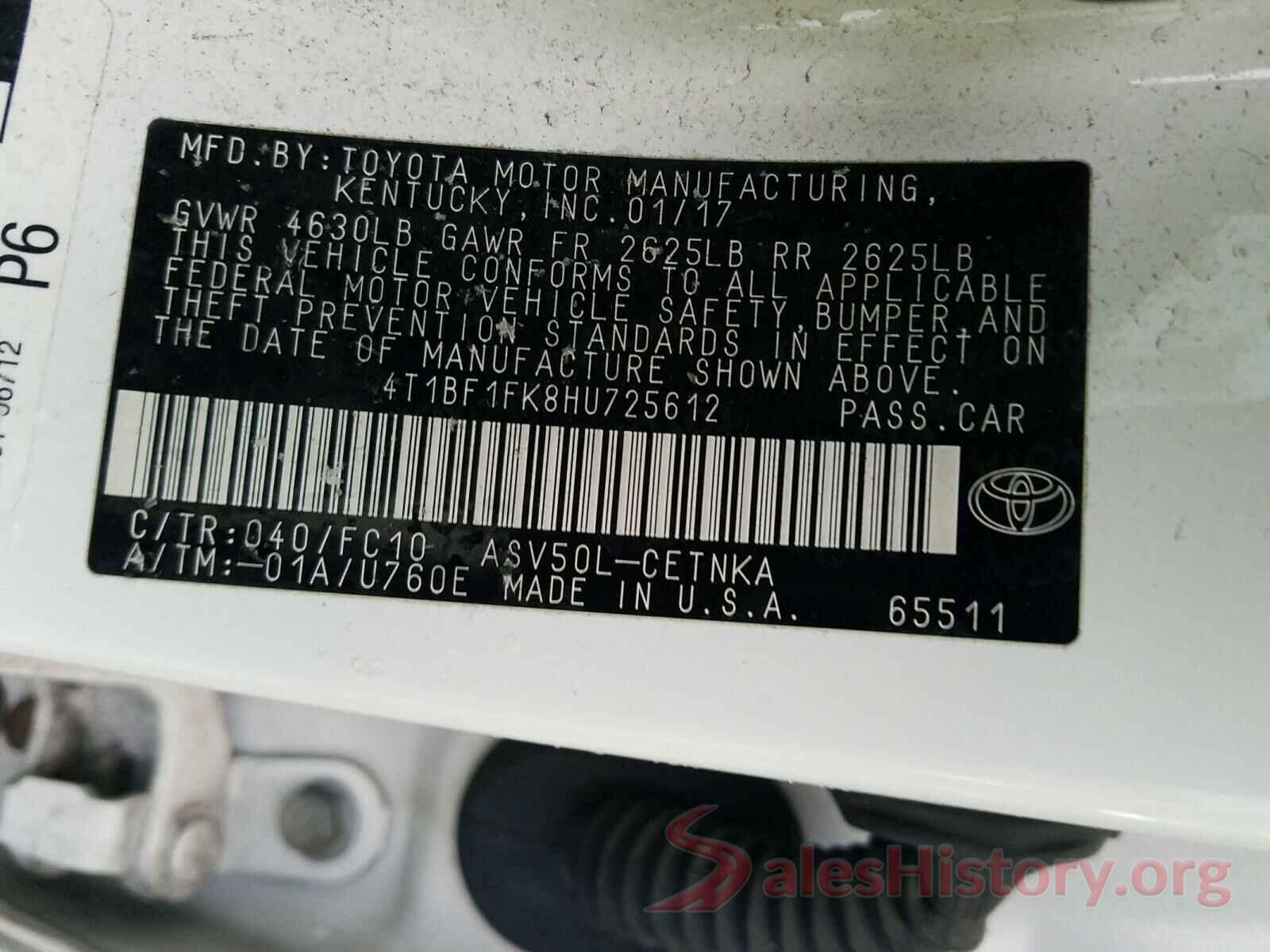 4T1BF1FK8HU725612 2017 TOYOTA CAMRY