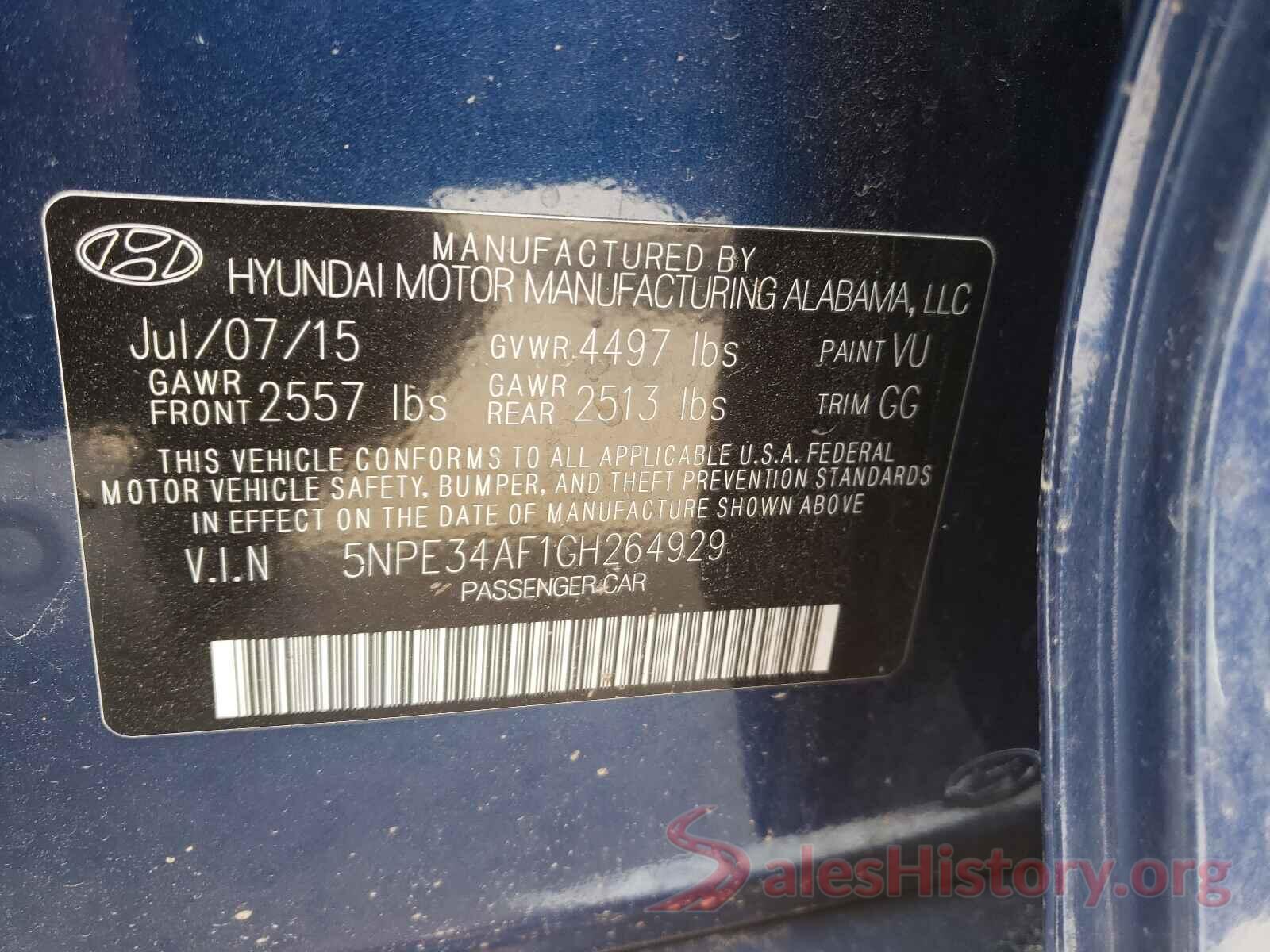 5NPE34AF1GH264929 2016 HYUNDAI SONATA