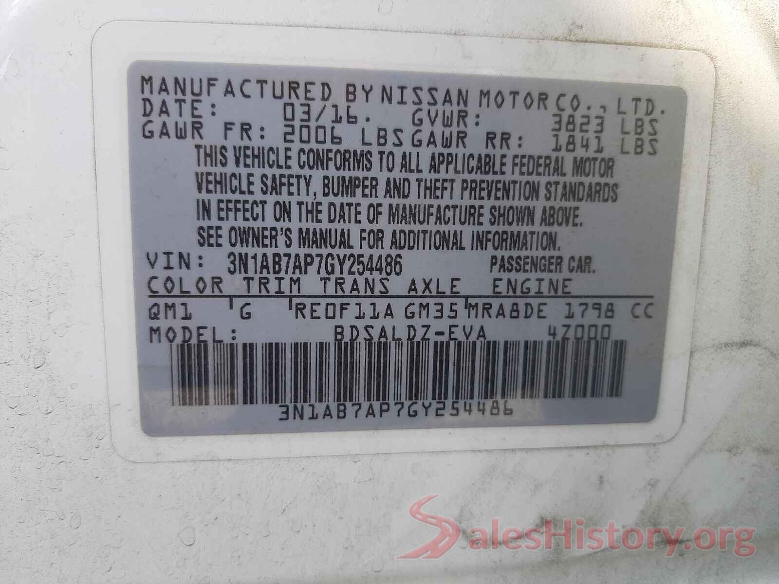 3N1AB7AP7GY254486 2016 NISSAN SENTRA