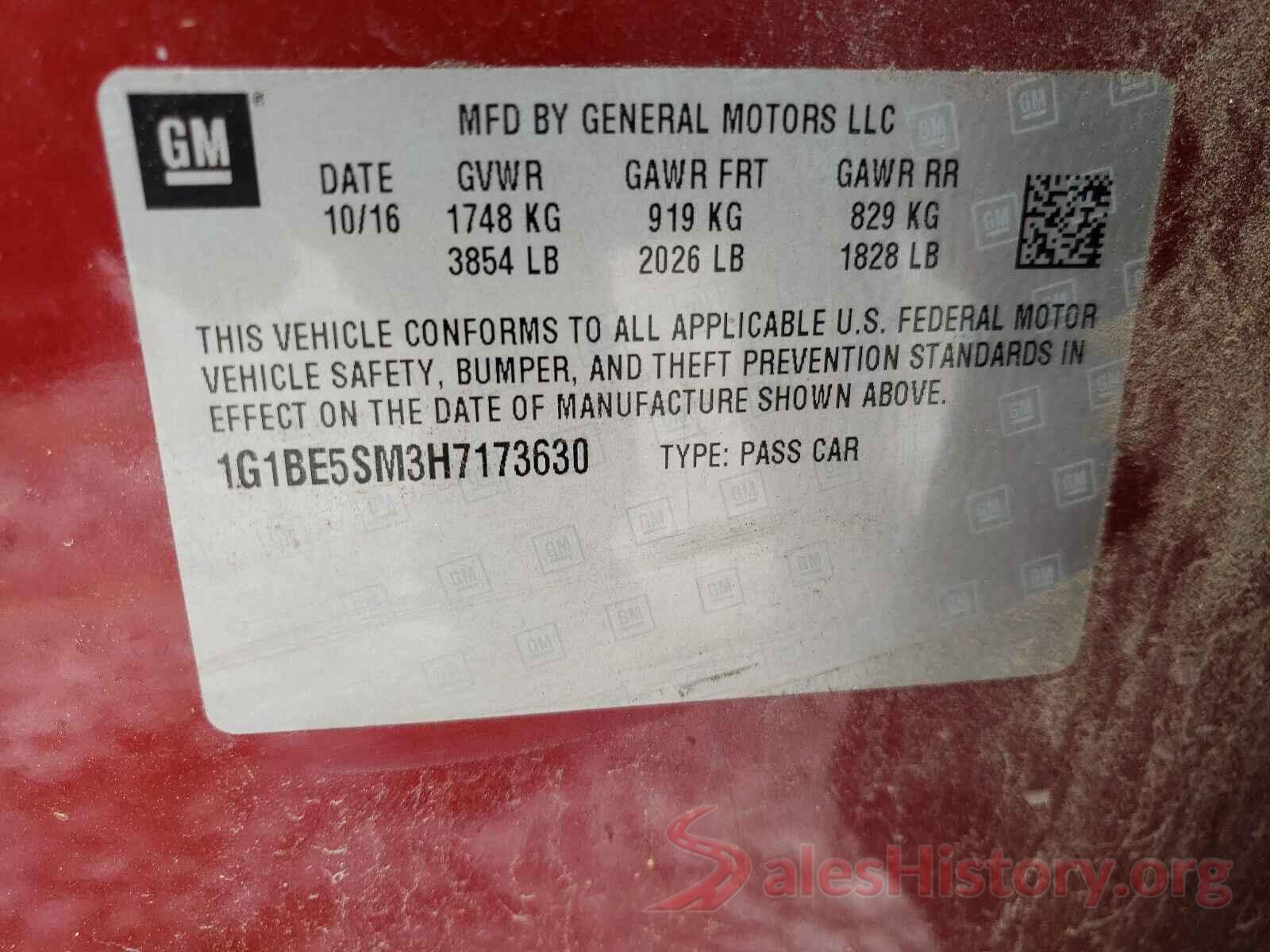 1G1BE5SM3H7173630 2017 CHEVROLET CRUZE