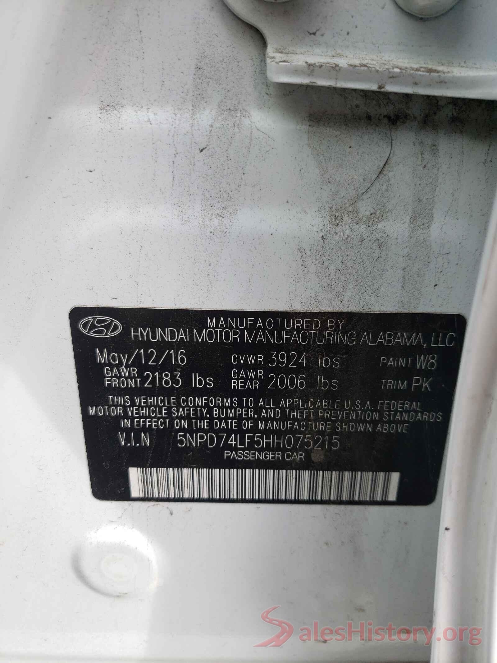 5NPD74LF5HH075215 2017 HYUNDAI ELANTRA