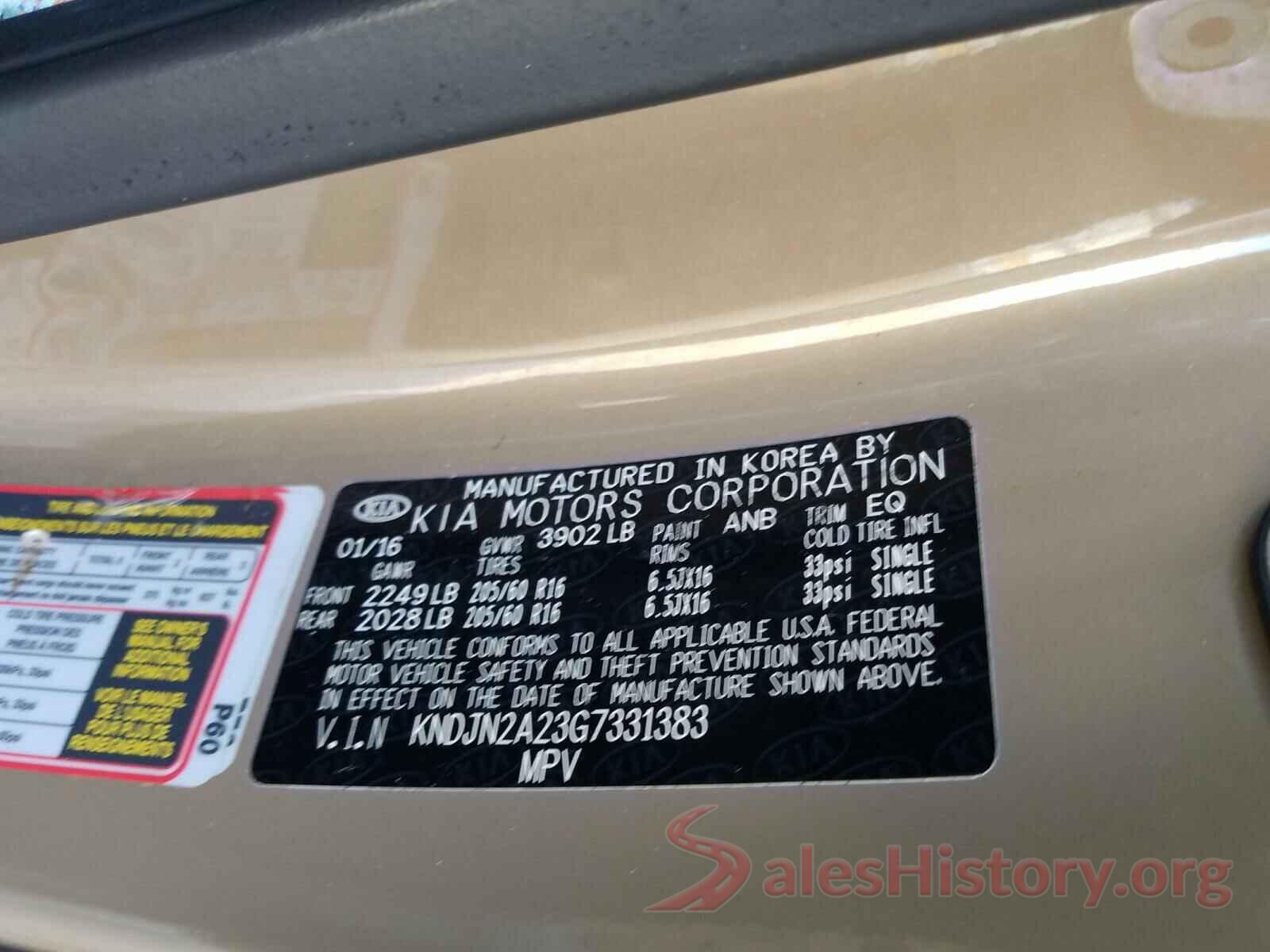 KNDJN2A23G7331383 2016 KIA SOUL