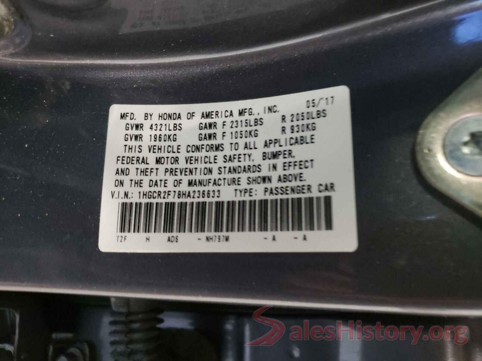 1HGCR2F78HA236633 2017 HONDA ACCORD