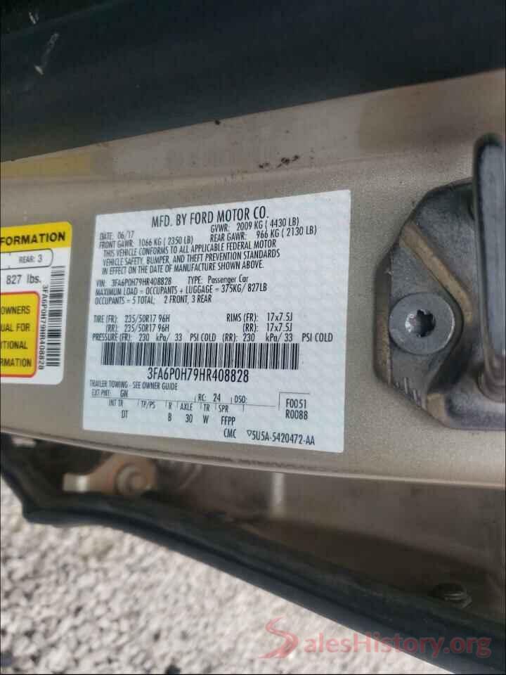 3FA6P0H79HR408828 2017 FORD FUSION