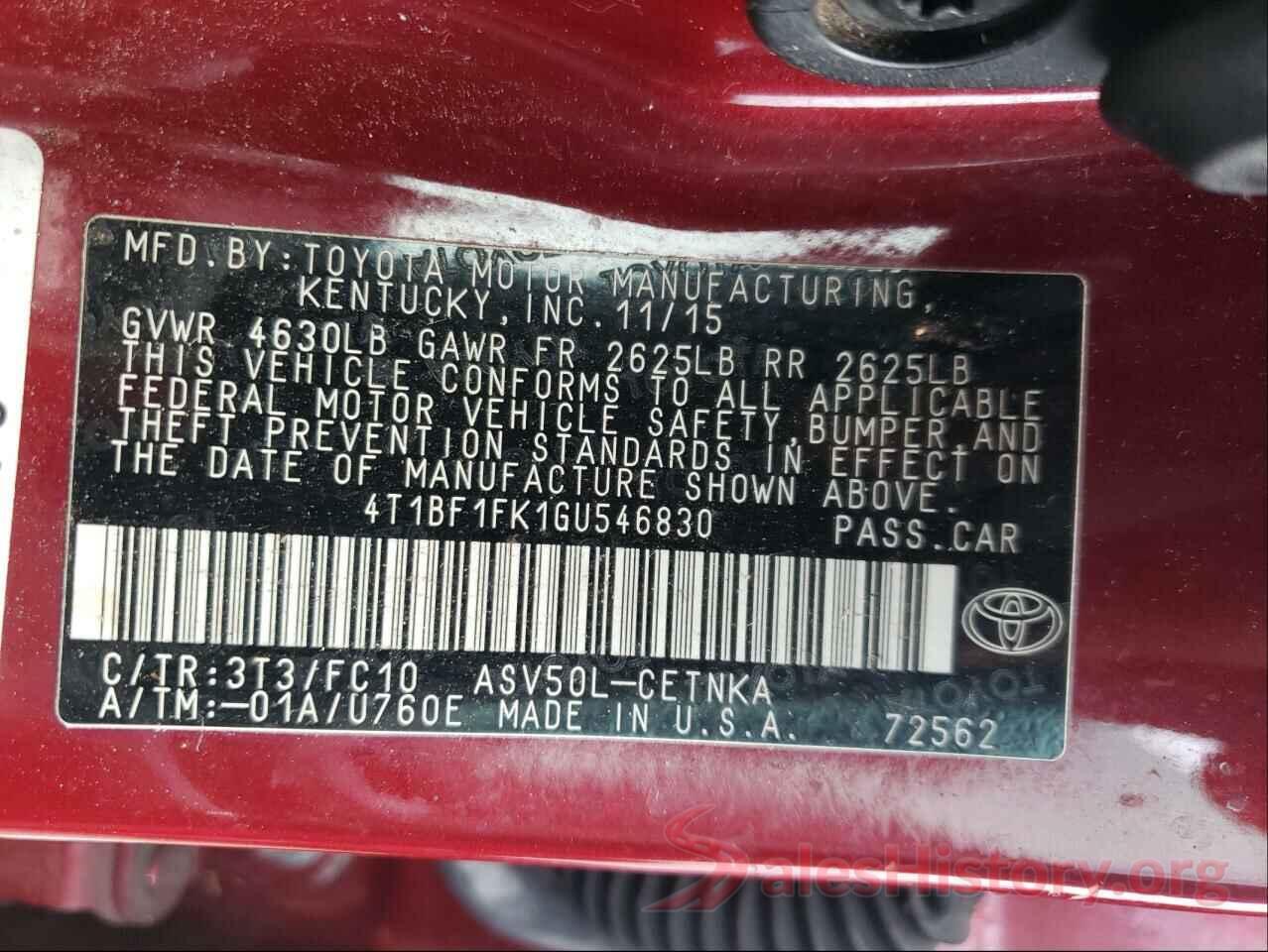 4T1BF1FK1GU546830 2016 TOYOTA CAMRY