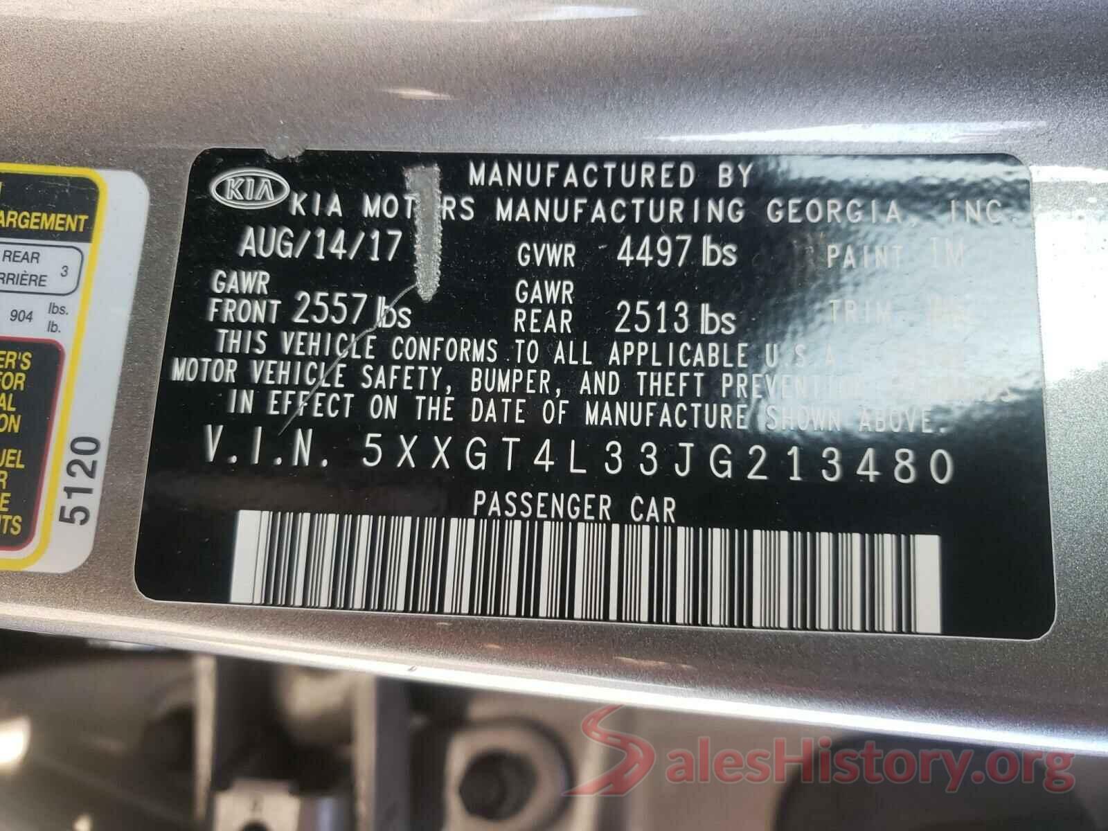 5XXGT4L33JG213480 2018 KIA OPTIMA