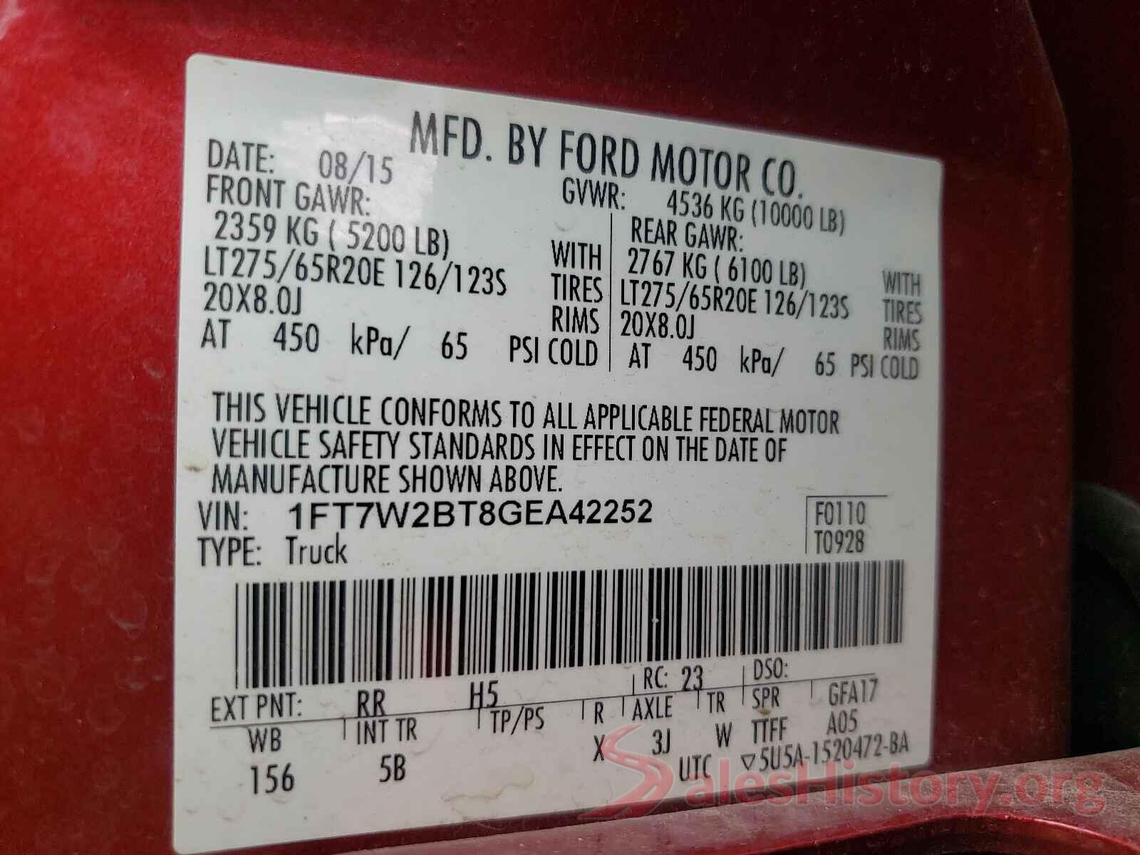 1FT7W2BT8GEA42252 2016 FORD F250