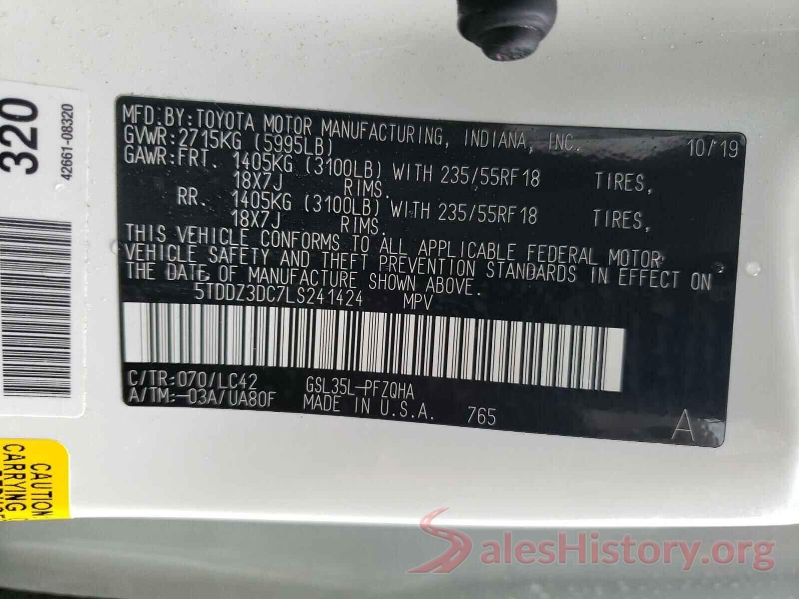 5TDDZ3DC7LS241424 2020 TOYOTA SIENNA