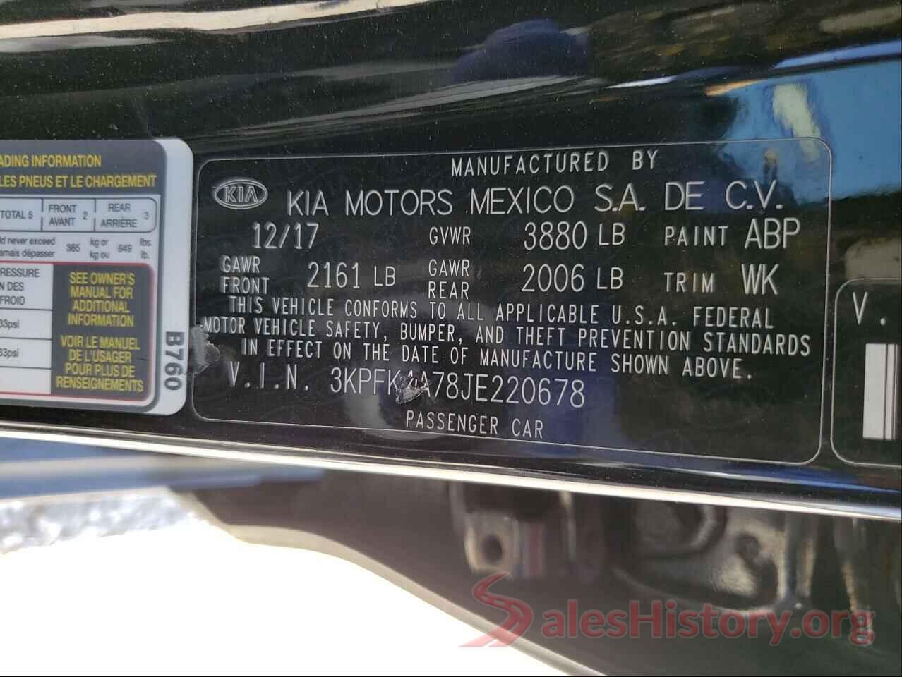 3KPFK4A78JE220678 2018 KIA FORTE