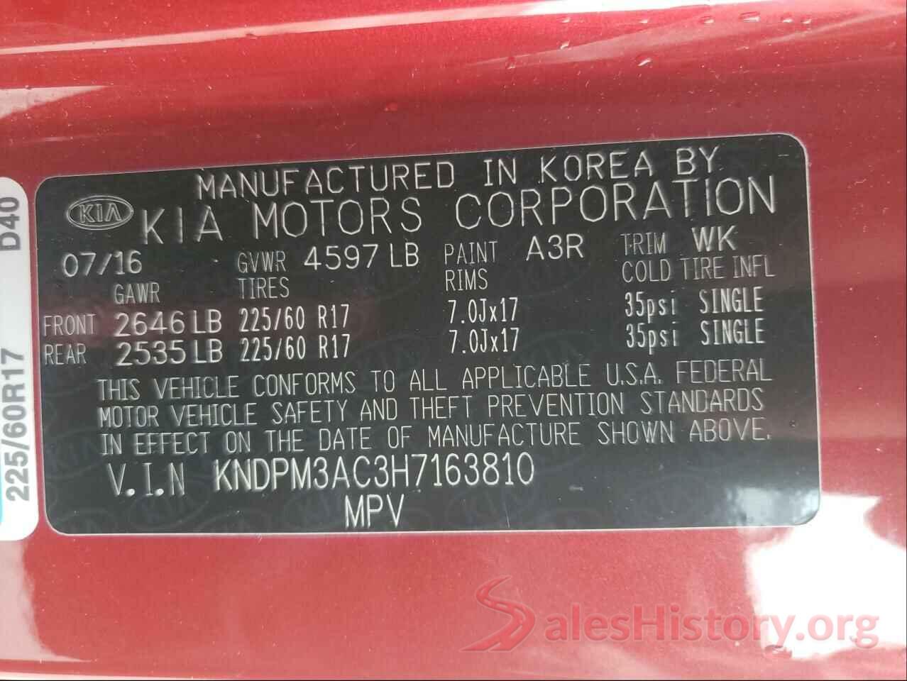 KNDPM3AC3H7163810 2017 KIA SPORTAGE