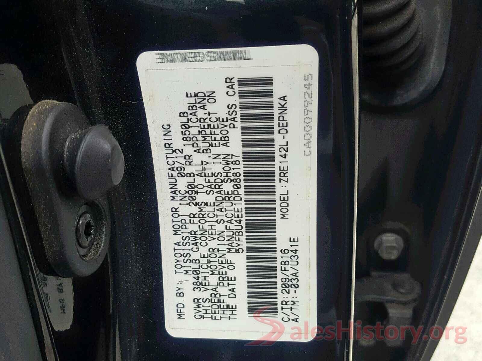 5YFBU4EE1DP088187 2013 TOYOTA COROLLA BA