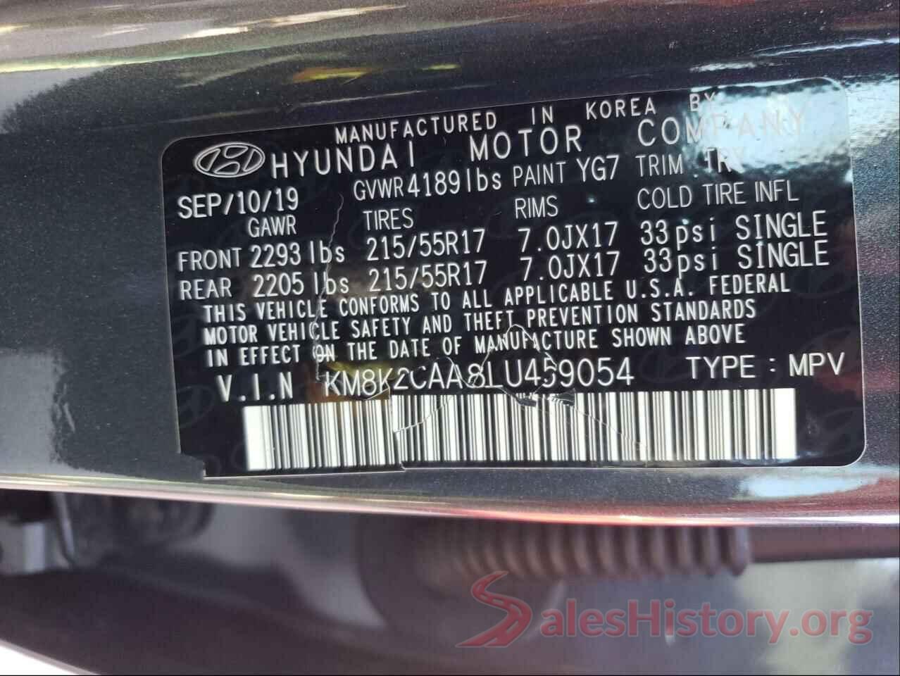 KM8K2CAA8LU459054 2020 HYUNDAI KONA