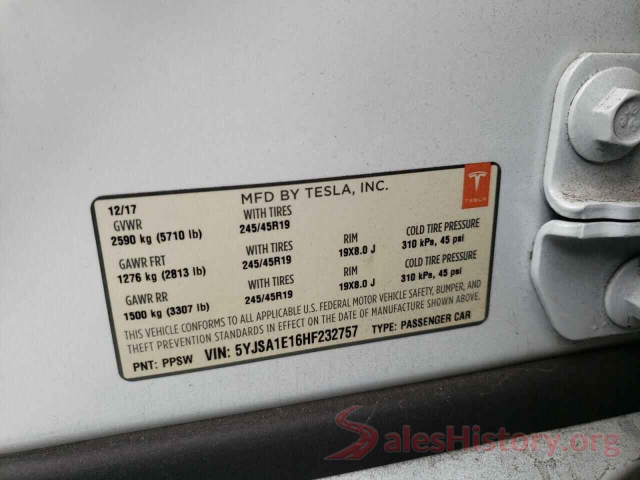 5YJSA1E16HF232757 2017 TESLA MODEL S