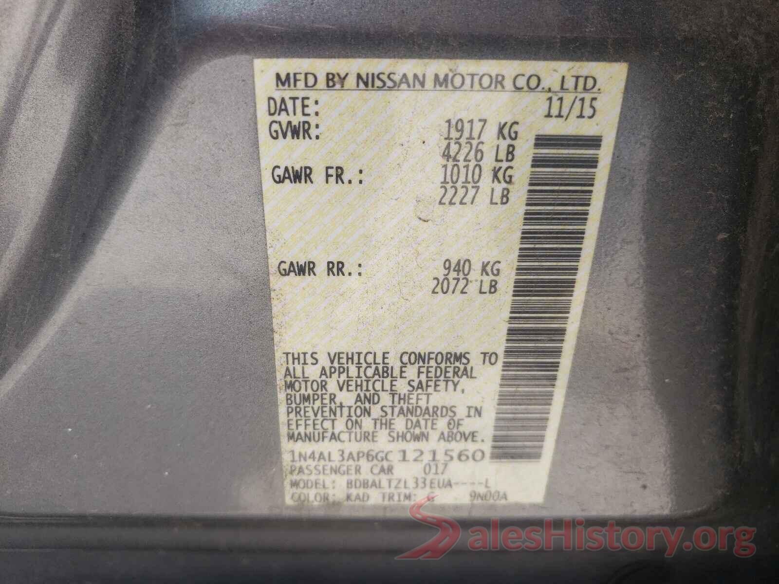 1N4AL3AP6GC121560 2016 NISSAN ALTIMA