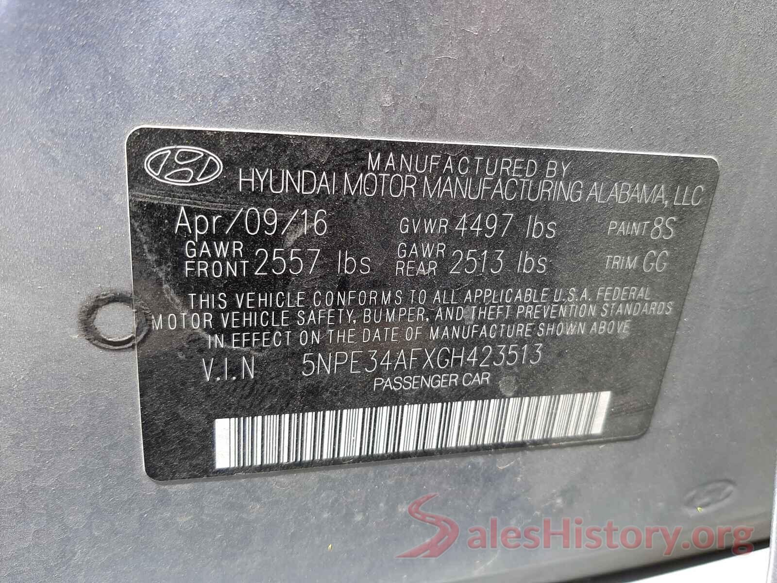 5NPE34AFXGH423513 2016 HYUNDAI SONATA