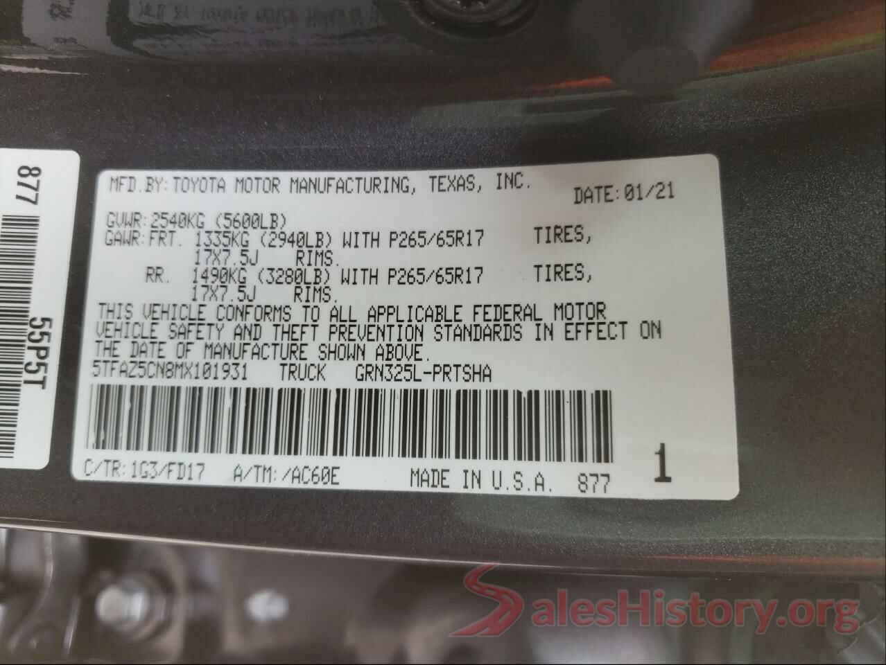 5TFAZ5CN8MX101931 2021 TOYOTA TACOMA