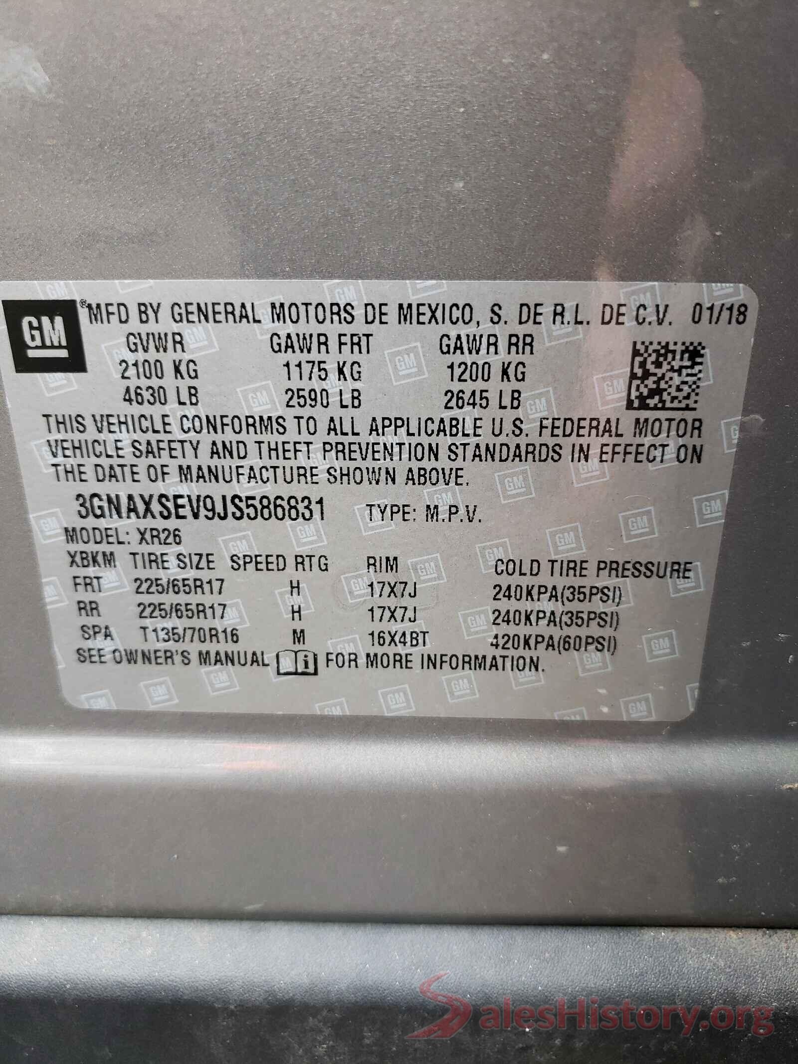 3GNAXSEV9JS586831 2018 CHEVROLET EQUINOX