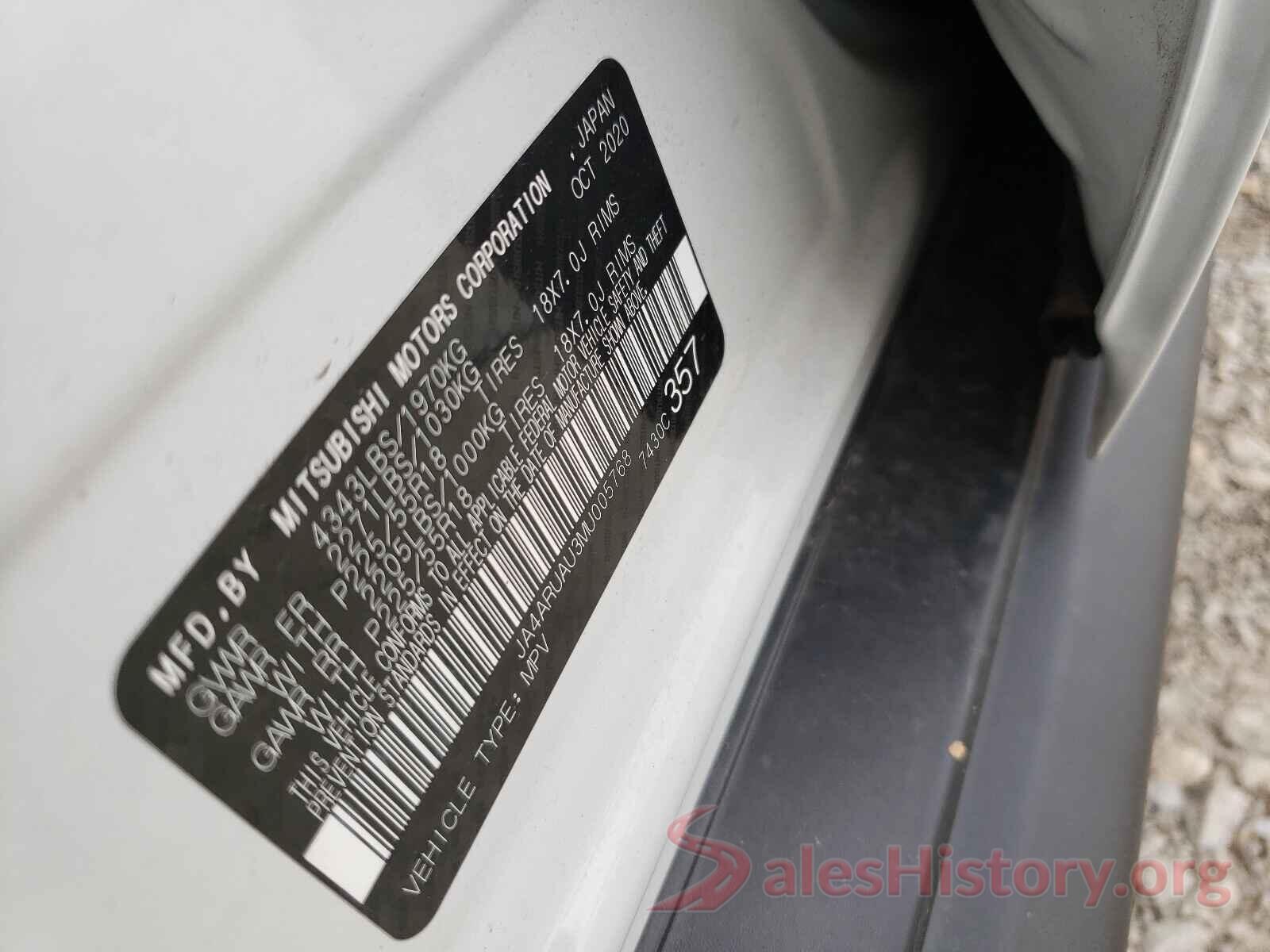 JA4ARUAU3MU005768 2021 MITSUBISHI OUTLANDER