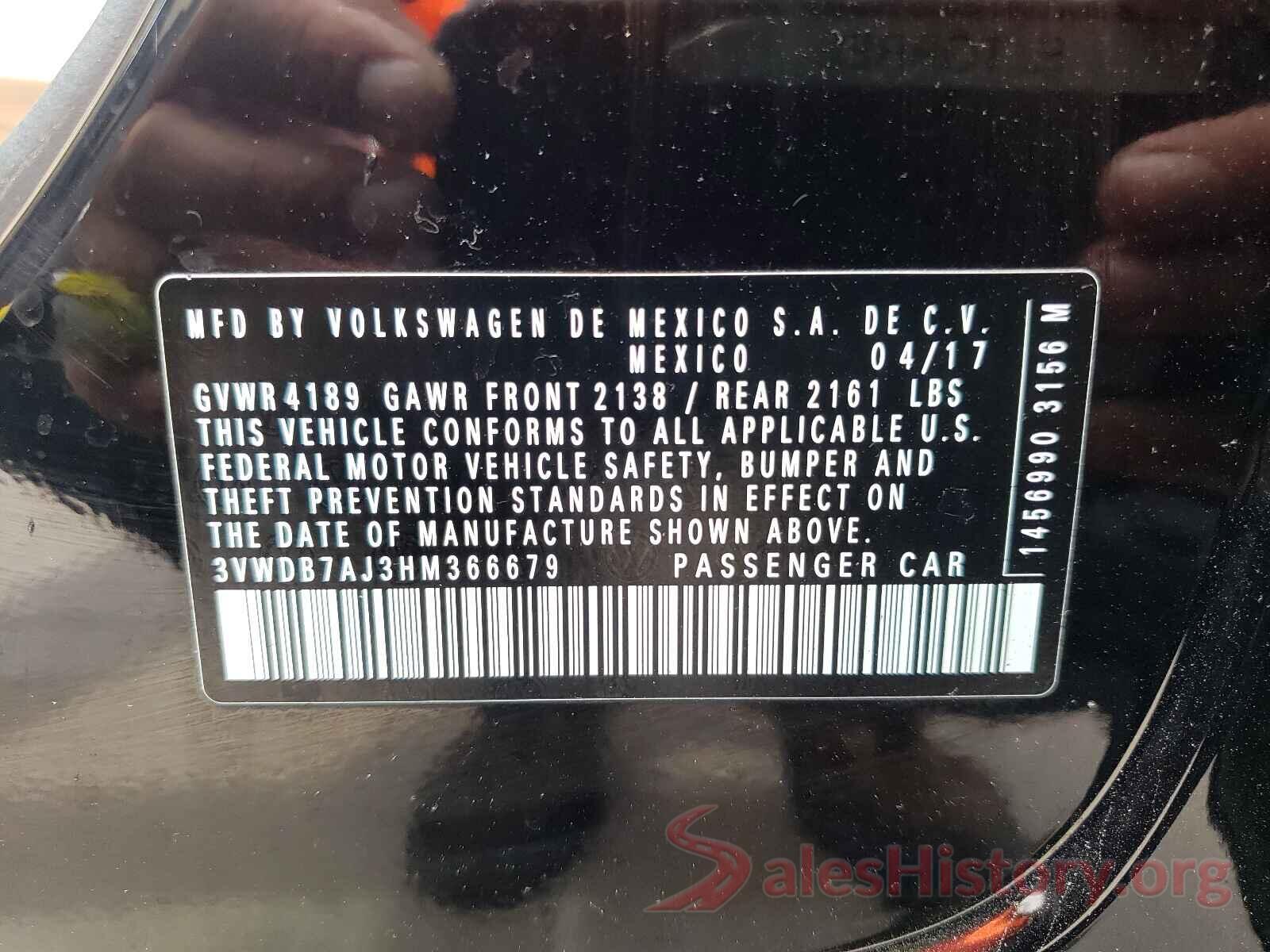 3VWDB7AJ3HM366679 2017 VOLKSWAGEN JETTA