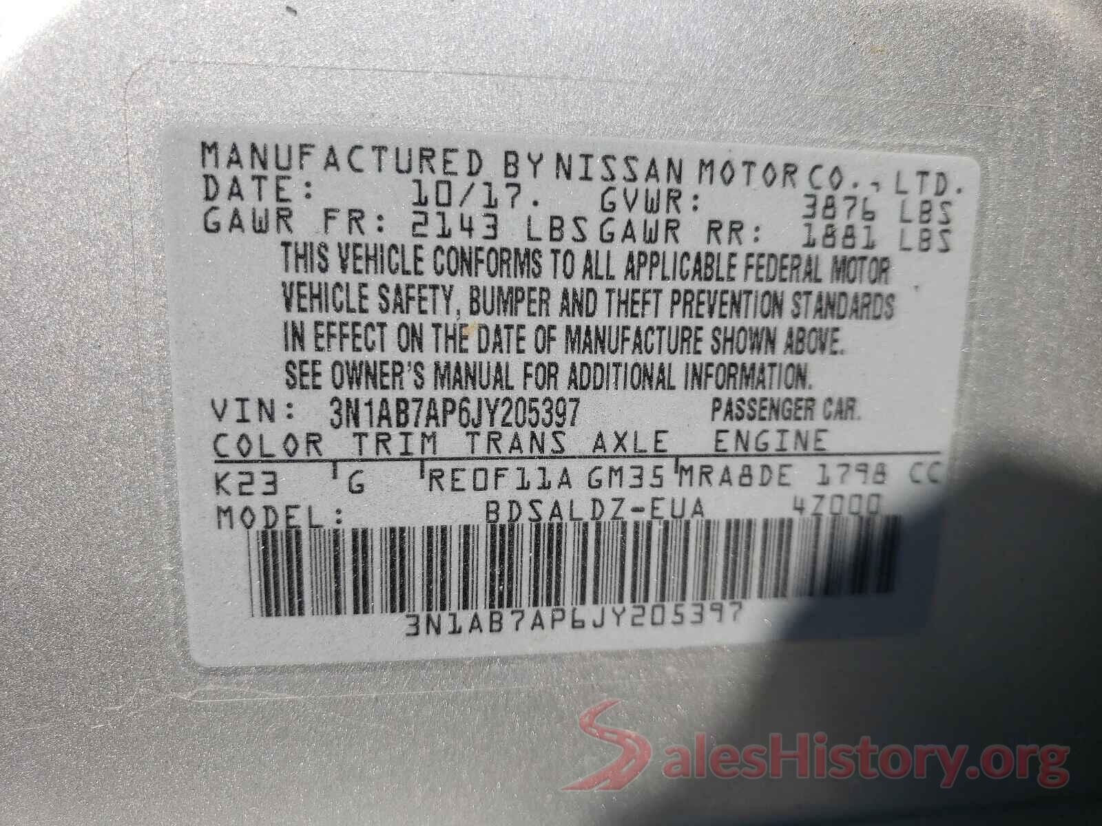 3N1AB7AP6JY205397 2018 NISSAN SENTRA