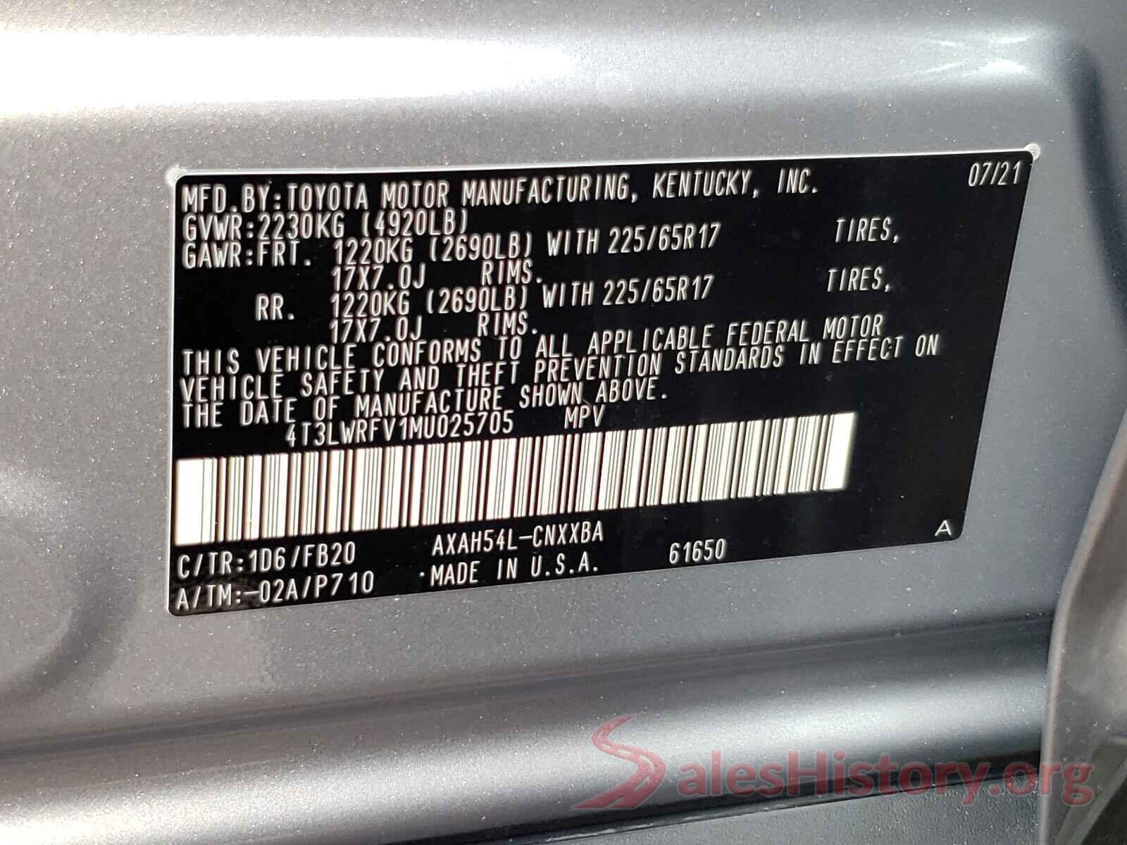 4T3LWRFV1MU025705 2021 TOYOTA RAV4