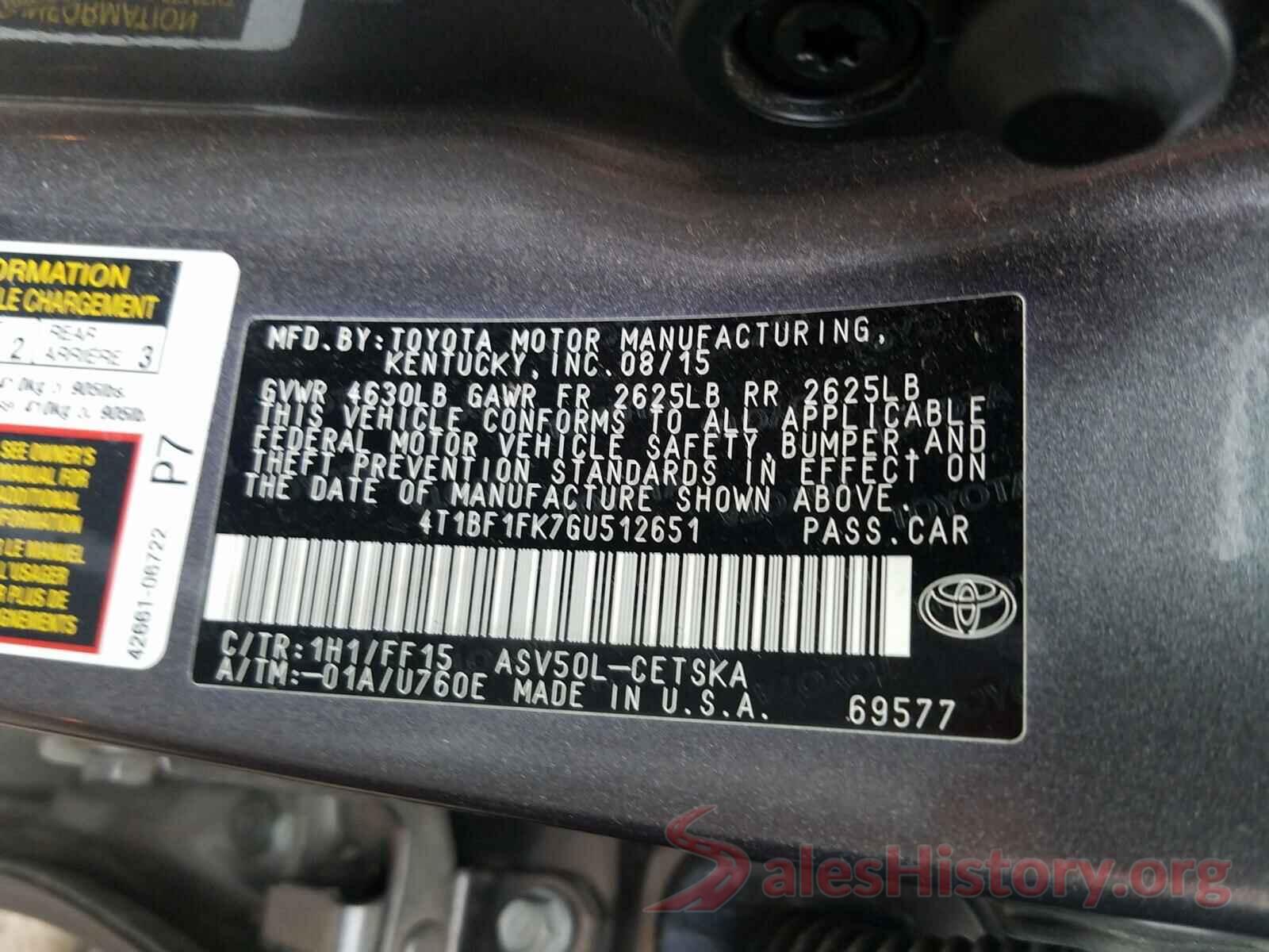 4T1BF1FK7GU512651 2016 TOYOTA CAMRY