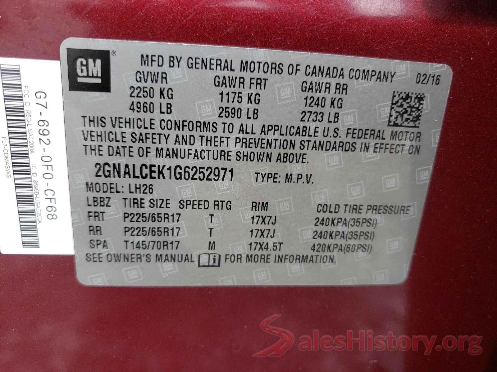 2GNALCEK1G6252971 2016 CHEVROLET EQUINOX