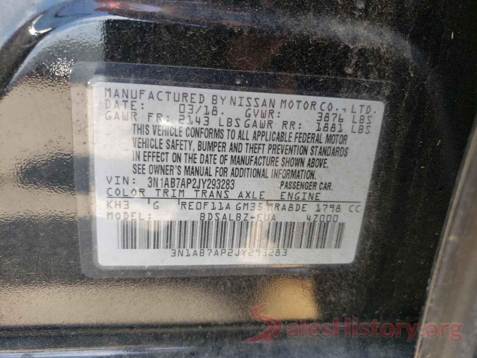 3N1AB7AP2JY293283 2018 NISSAN SENTRA