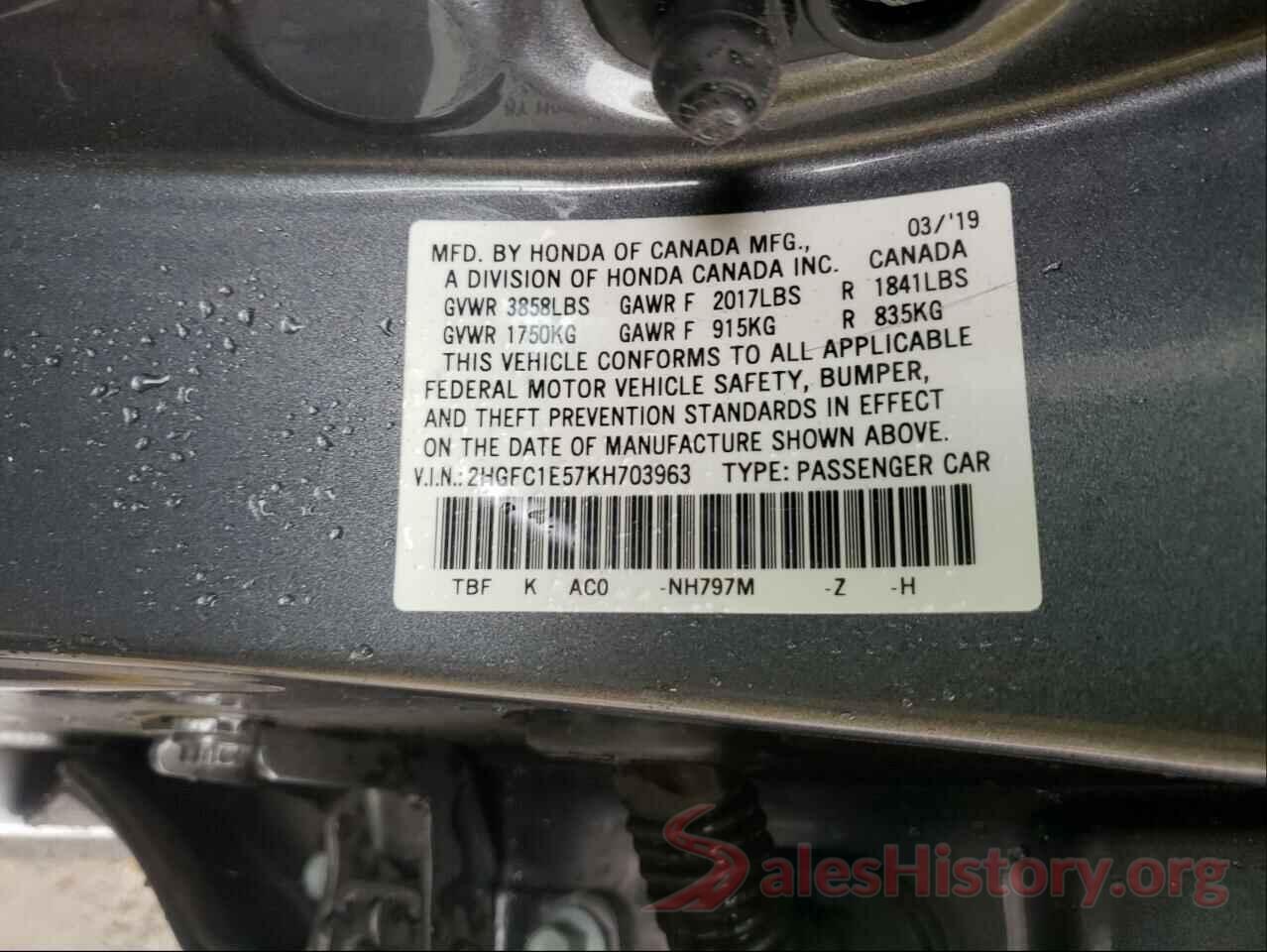 2HGFC1E57KH703963 2019 HONDA CIVIC