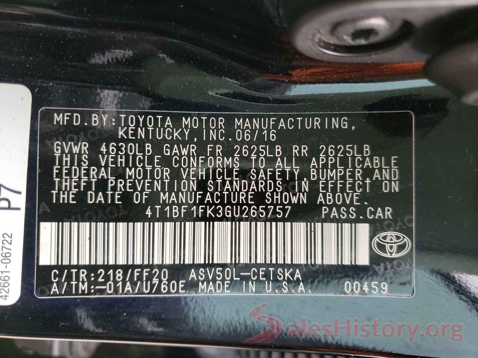 4T1BF1FK3GU265757 2016 TOYOTA CAMRY