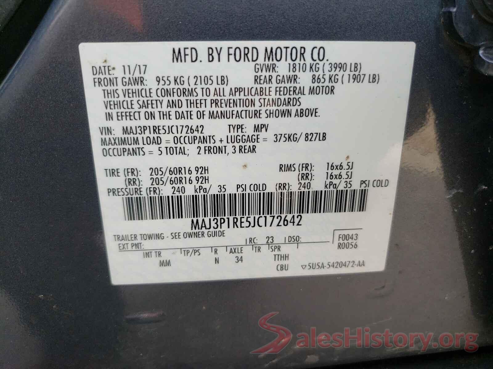 MAJ3P1RE5JC172642 2018 FORD ALL OTHER