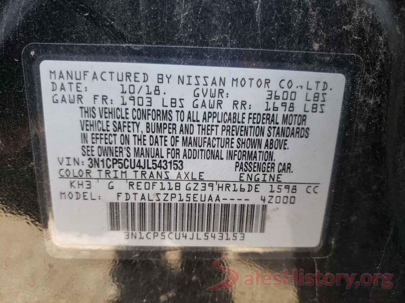 3N1CP5CU4JL543153 2018 NISSAN KICKS