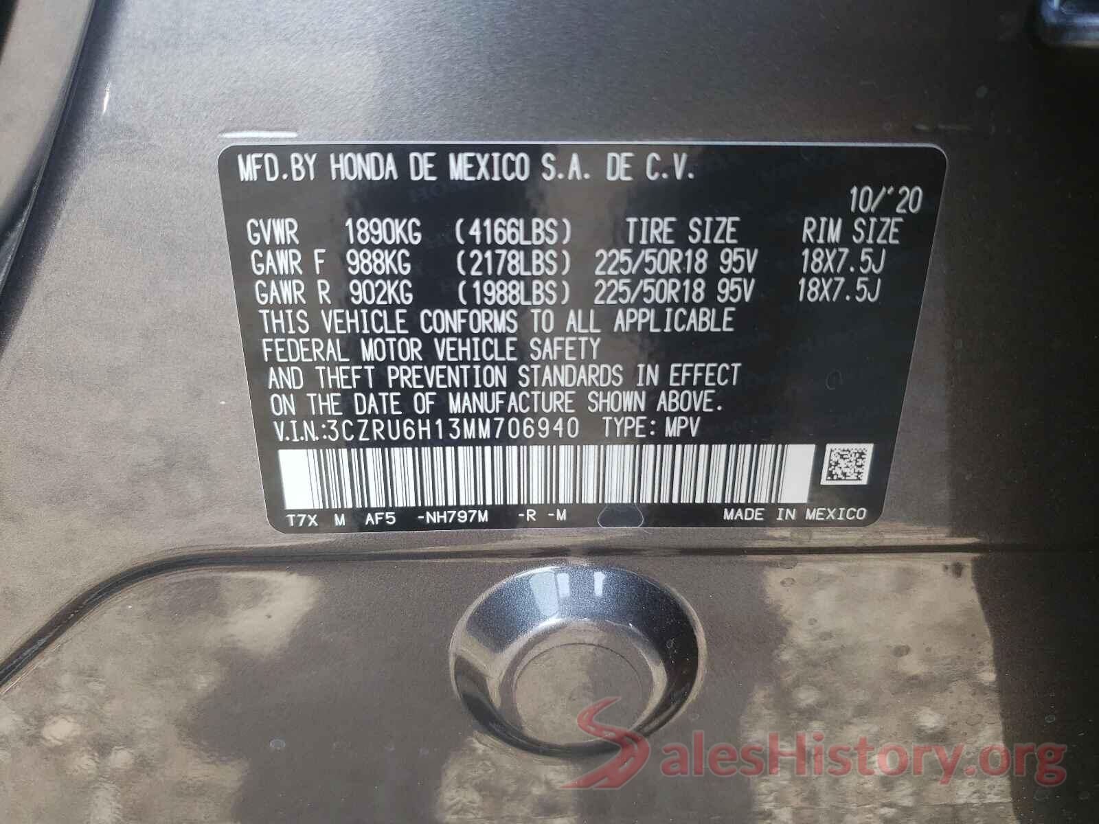 3CZRU6H13MM706940 2021 HONDA HR-V