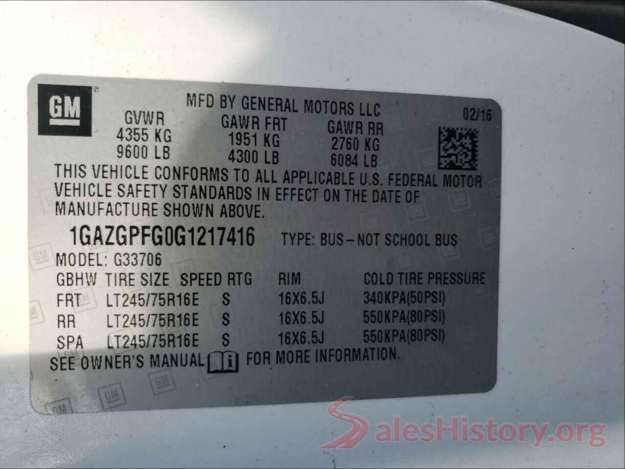 1GAZGPFG0G1217416 2016 CHEVROLET EXPRESS