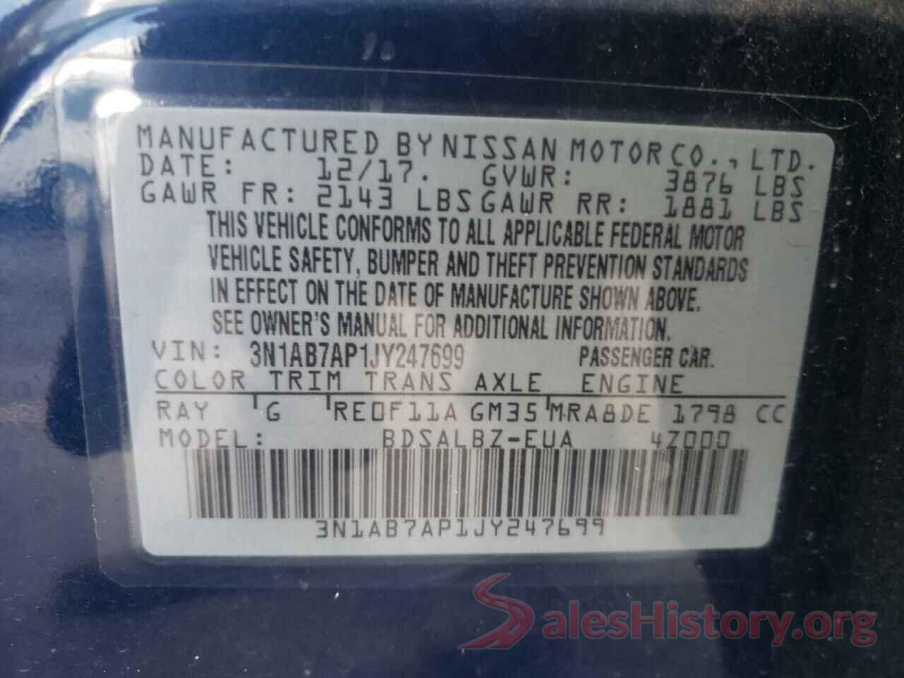 3N1AB7AP1JY247699 2018 NISSAN SENTRA