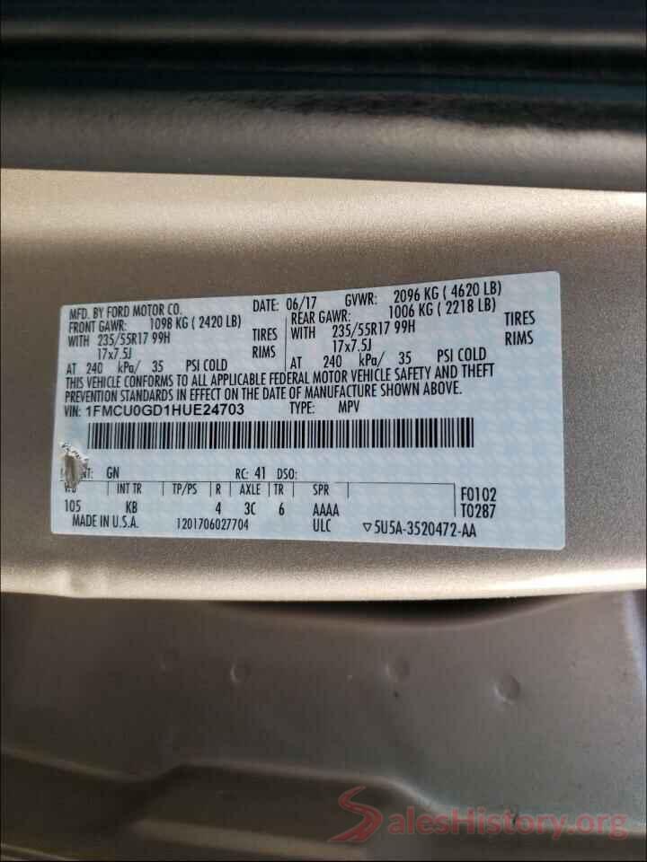 1FMCU0GD1HUE24703 2017 FORD ESCAPE