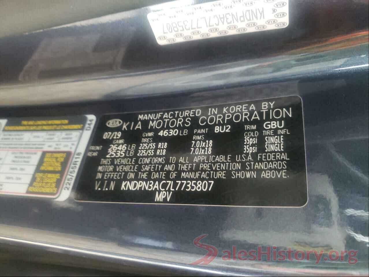 KNDPN3AC7L7735807 2020 KIA SPORTAGE