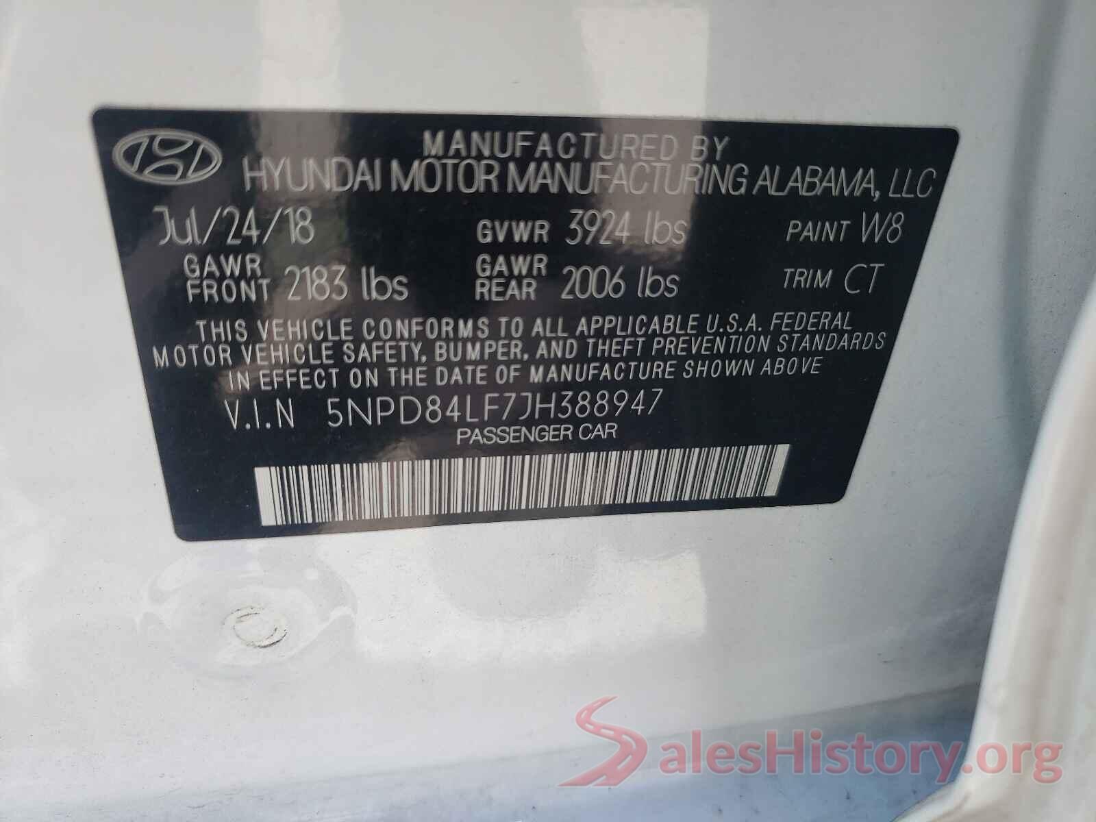 5NPD84LF7JH388947 2018 HYUNDAI ELANTRA