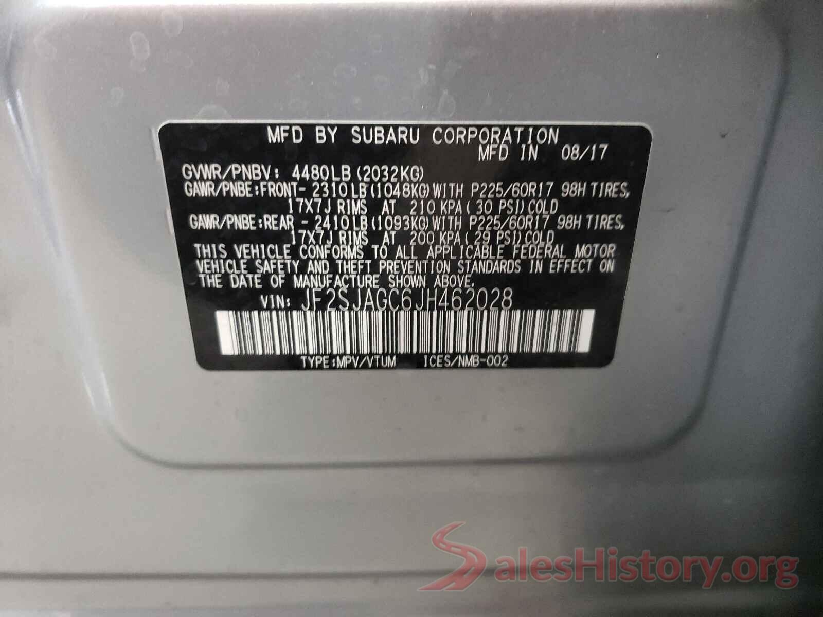 JF2SJAGC6JH462028 2018 SUBARU FORESTER