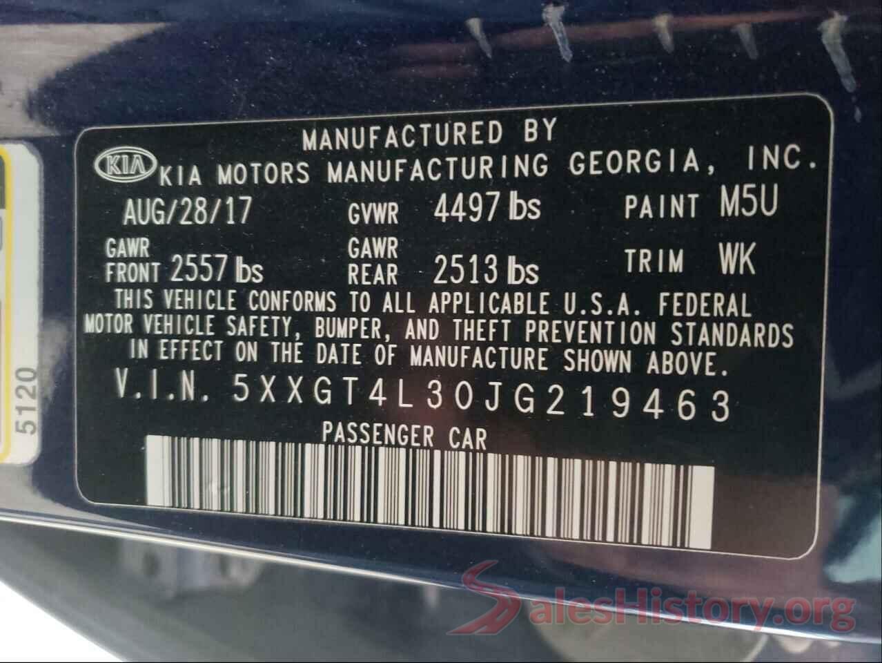 5XXGT4L30JG219463 2018 KIA OPTIMA