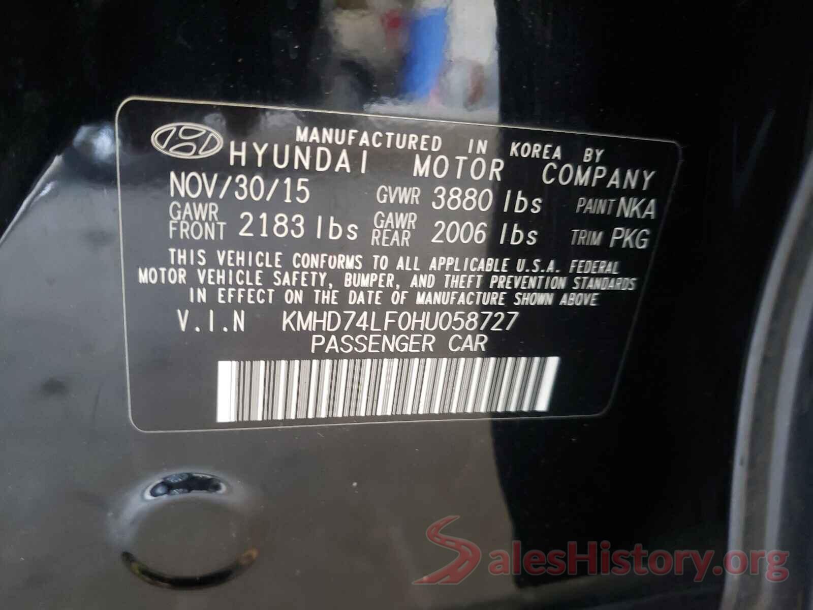 KMHD74LF0HU058727 2017 HYUNDAI ELANTRA