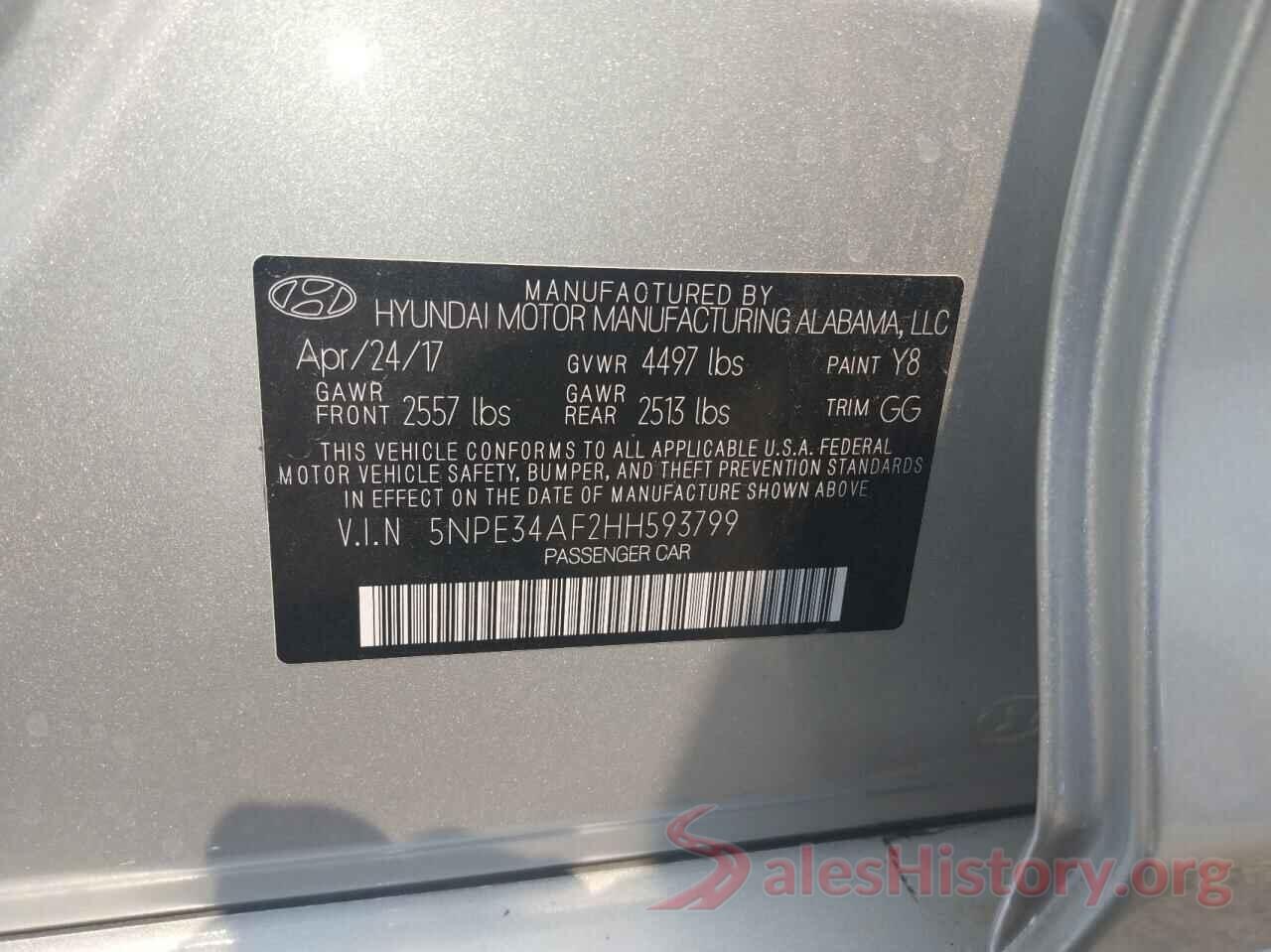 5NPE34AF2HH593799 2017 HYUNDAI SONATA