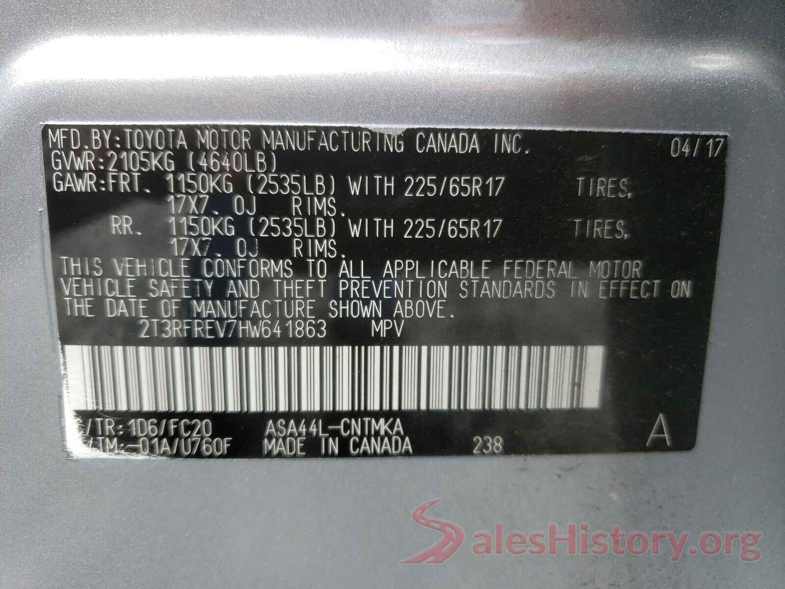 2T3RFREV7HW641863 2017 TOYOTA RAV4