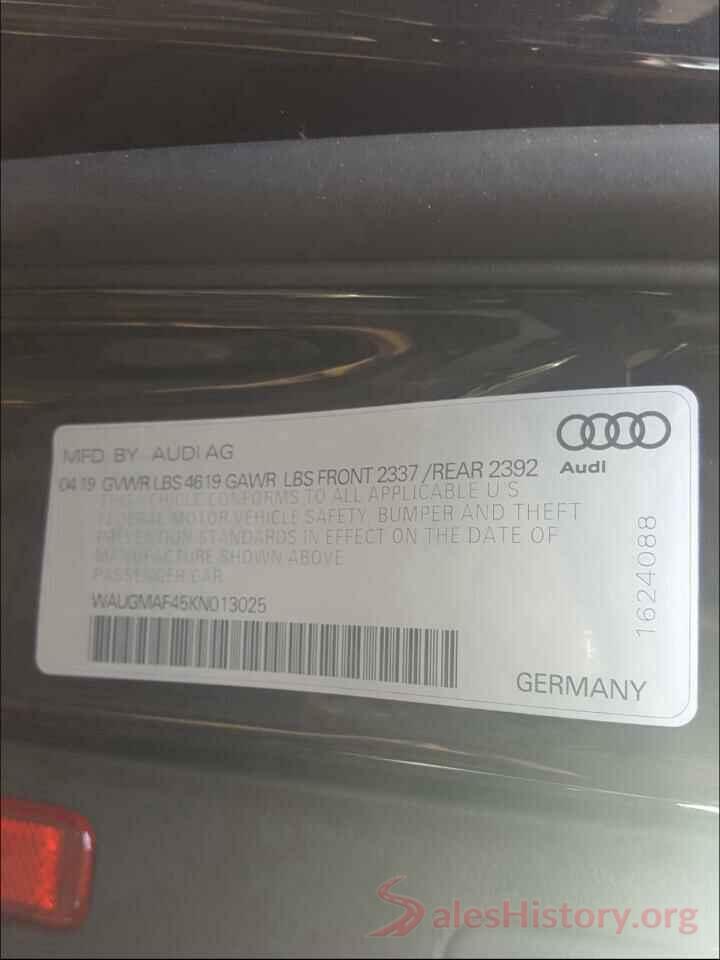 WAUGMAF45KN013025 2019 AUDI A4