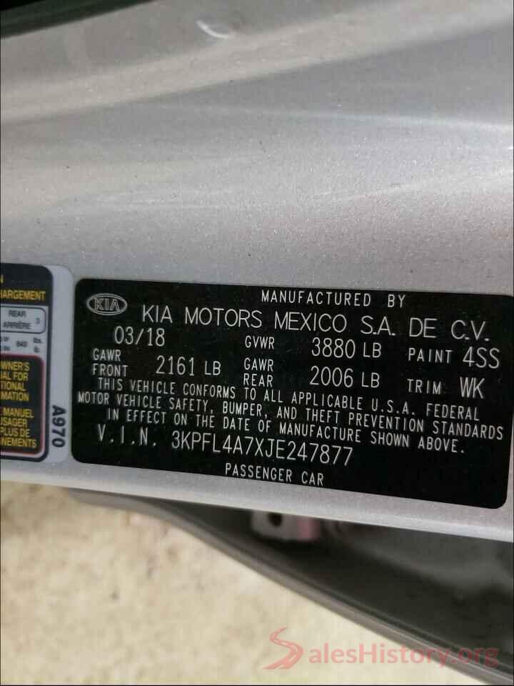 3KPFL4A7XJE247877 2018 KIA FORTE